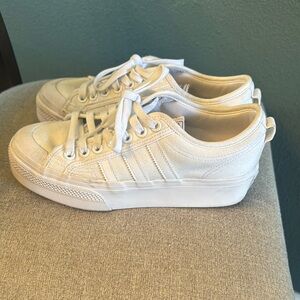 Adidas Women's Nizza White Platform Sneakers